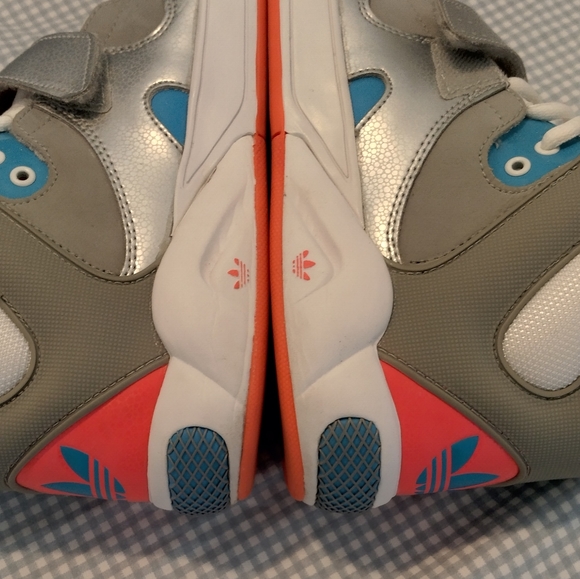 ADIDAS OG high top sneakers silver, grey orange, blue, white-Velcro straps - Picture 9 of 10